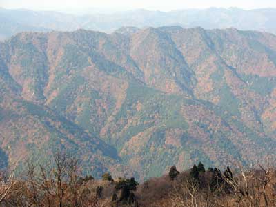 武奈ヶ岳山頂から見た京都市左京区久多方面の丹波高地の紅葉