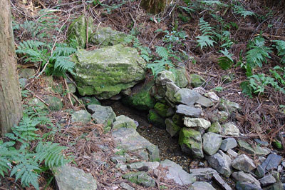京都市東部の山中にある鹿ケ谷奥の石組みの古い水源