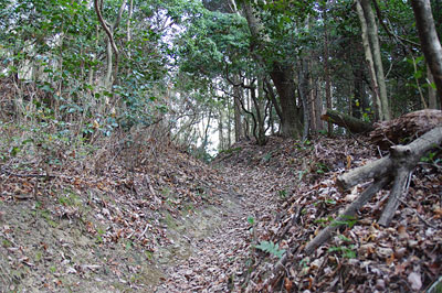 京都市東部山中の鹿ケ谷源頭及び東山稜線の切通しと戦国期の防塁跡、そしてそこに続く如意越古道