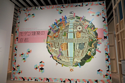 京都市京セラ美術館新館・東山キューブで開催中の「モダン建築の京都」の玄関看板