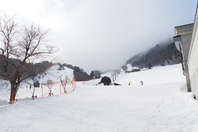 申し分ない雪に恵まれた朽木スキー場のゲレンデ。2022年1月28日撮影