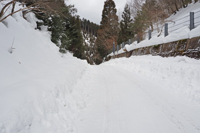 雪深い京都貴船奥の芹生峠。2022年2月5日撮影