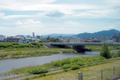豊平川下流から見える札幌市街