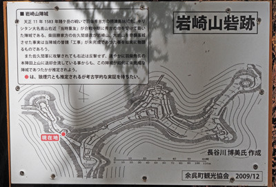 岩崎山砦跡に掲示される余呉町観光協会による縄張図